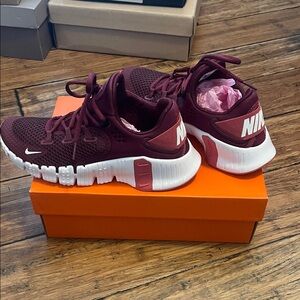 Nike Maroon and White Athletic Shoes
